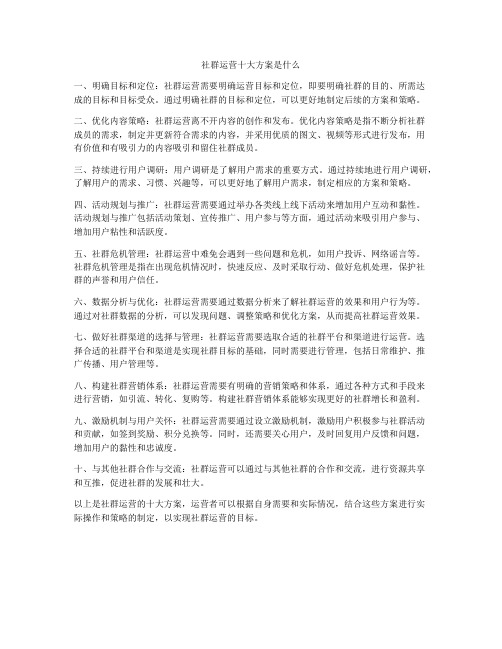 社群运营十大方案是什么