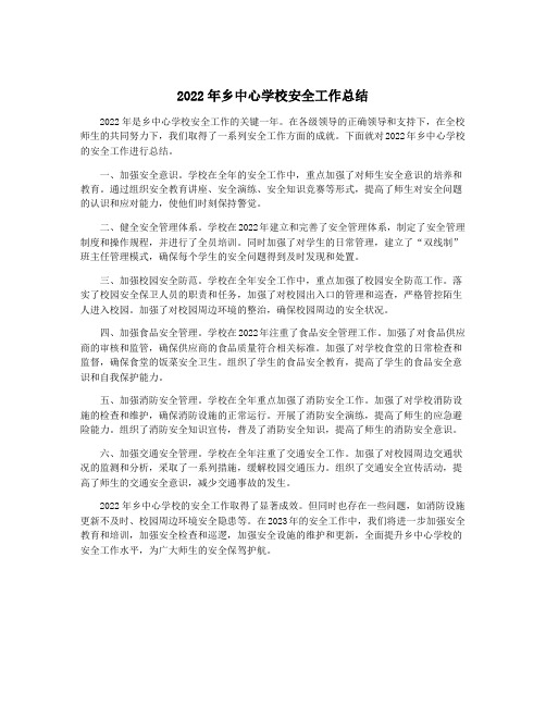 2022年乡中心学校安全工作总结