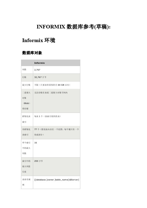 INFORMIX数据库和其他数据库的比较（精品）