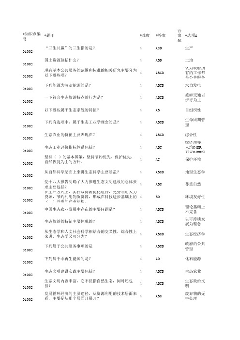 继续教育《生态文明标准题库》含答案