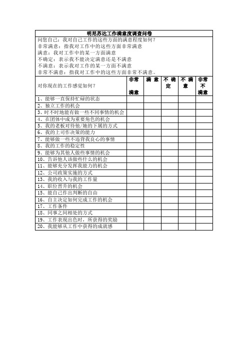 明尼苏达工作调查问卷