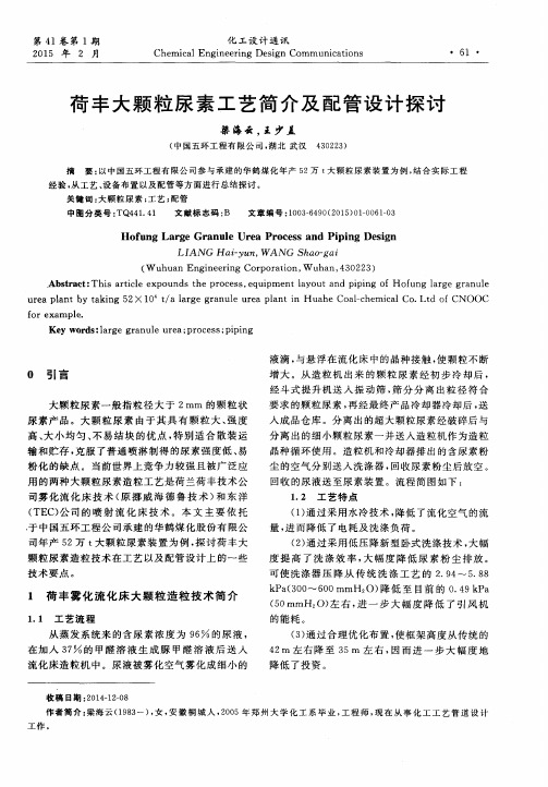 荷丰大颗粒尿素工艺简介及配管设计探讨