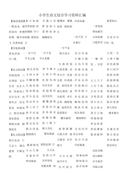 小学生语文综合学习资料汇编(整理)