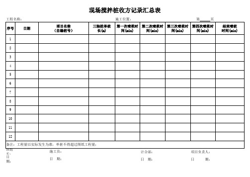 现场工程量收方(范本)水泥搅拌桩