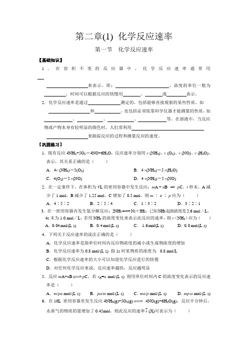 高中化学选修四第二章化学反应速率