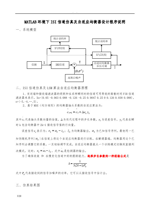 MATLAB环境下ISI信道仿真及自适应均衡器设计程序说明