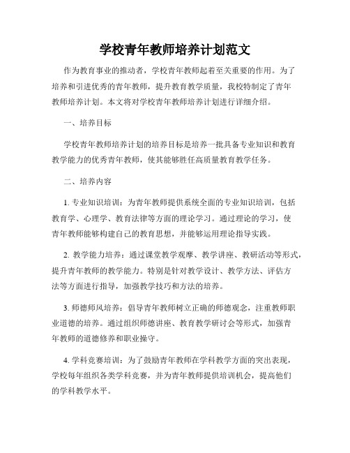 学校青年教师培养计划范文