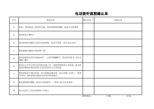 电话流程确认单