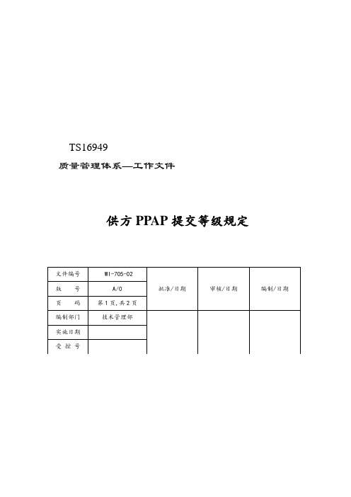 WI-705-02供方PPAP提交等级规定