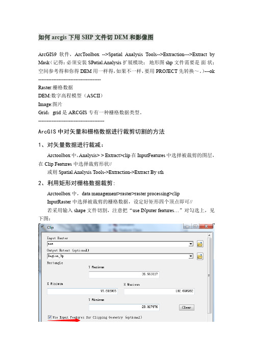 如何arcgis下用SHP文件切DEM和影像图