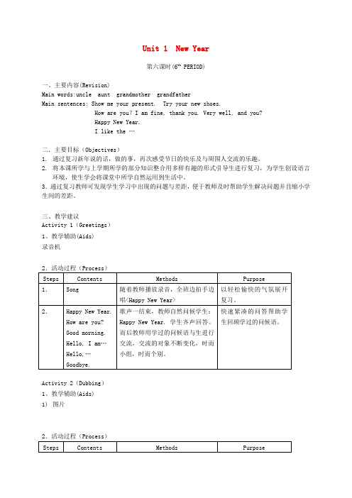 一年级英语下册 1B Unit1 New Year(6)教案 沪教牛津版