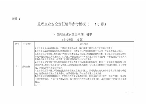 四川监理企业安全责任清单参考模板(1.0版)