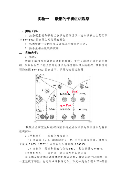 碳钢的平衡组织观察