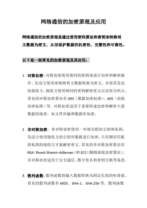 网络通信的加密原理及应用