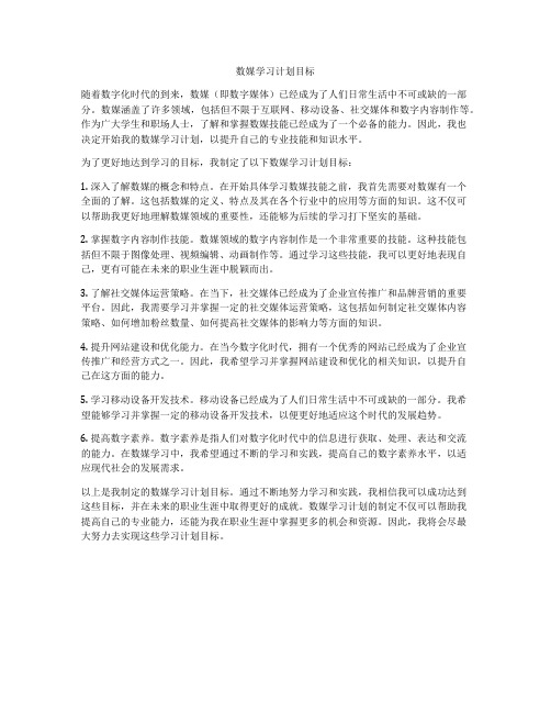 数媒学习计划目标