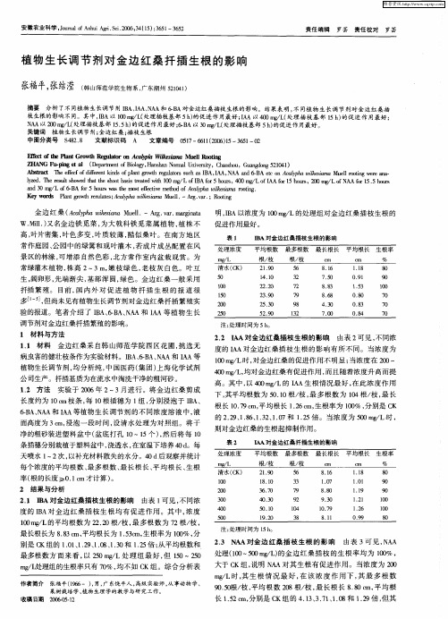 植物生长调节剂对金边红桑扦插生根的影响
