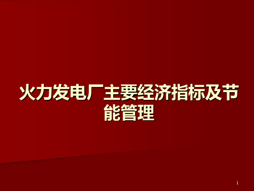 火电厂主要经济指标讲解PPT