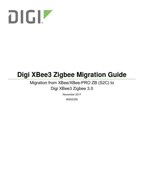 Digi XBee3 Zigbee 迁移指南说明书