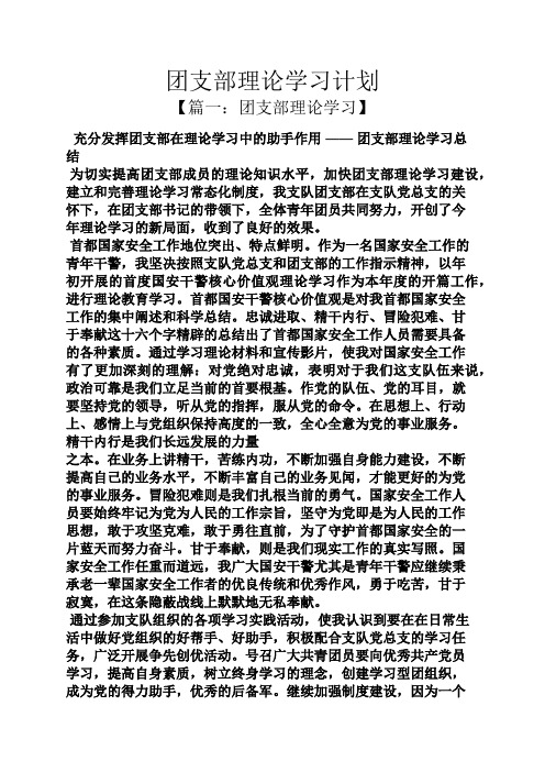 工作计划之团支部理论学习计划