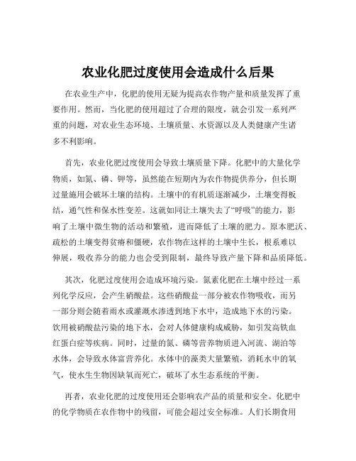 农业化肥过度使用会造成什么后果