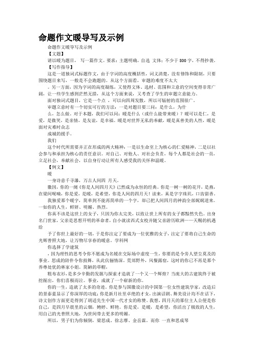 命题作文“暖”导写及示例