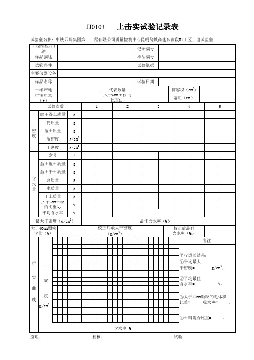 土击实实验记录表