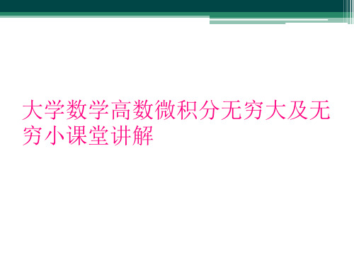 大学数学高数微积分无穷大及无穷小课堂讲解