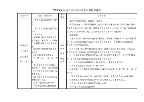 土石方危险源清单及控制措施