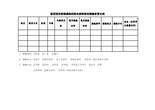 疫情防控接触及观察记录表格