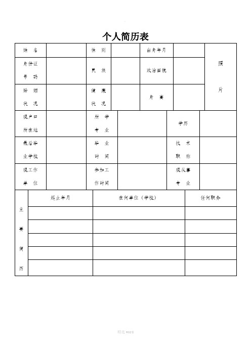 个人简历表格模板(通用版)