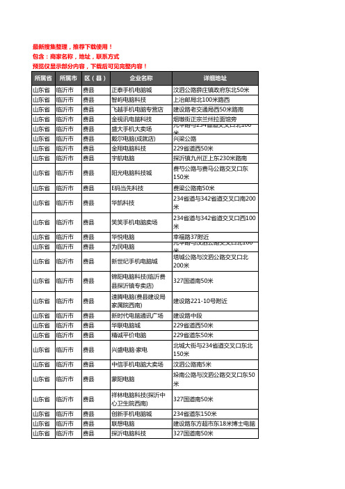 新版山东省临沂市费县电脑企业公司商家户名录单联系方式地址大全102家