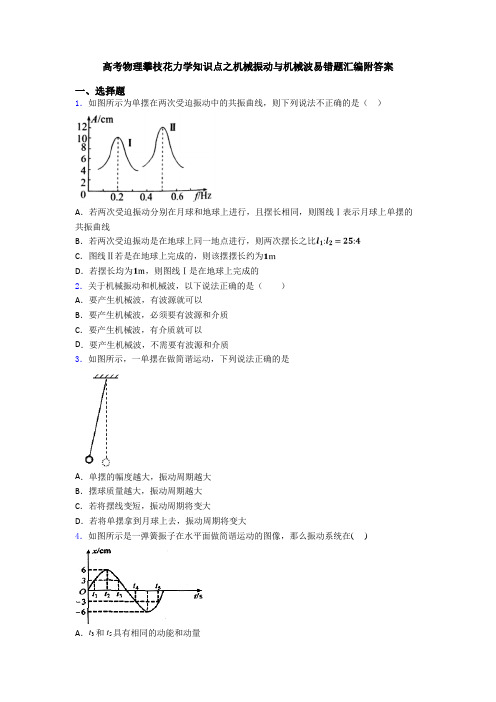 高考物理攀枝花力学知识点之机械振动与机械波易错题汇编附答案