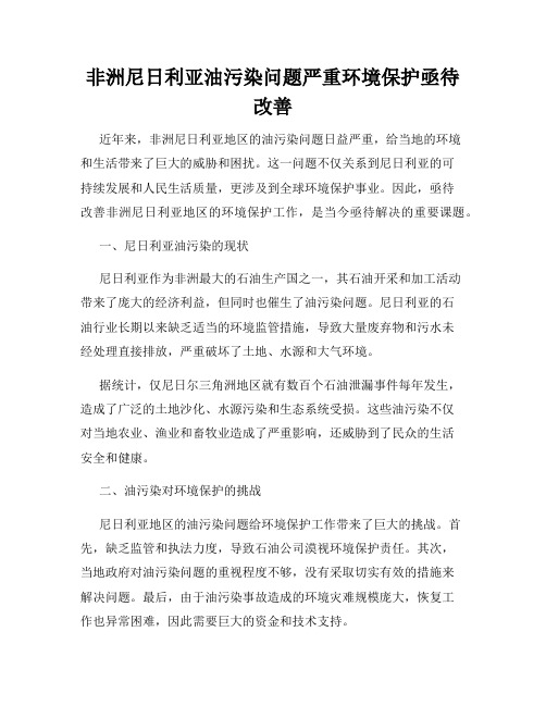 非洲尼日利亚油污染问题严重环境保护亟待改善