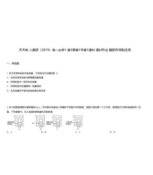 天天练 人教版(2019)高一必修1 第5章第1节第1课时 课时作业 酶的作用和本质