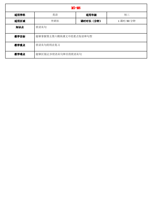 天津学大教育信息咨询有限公司2021届中考英语 九上 Module 5-6复习教案 外研版