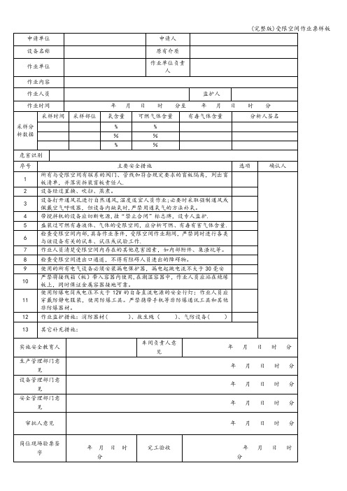 (完整版)受限空间作业票样板