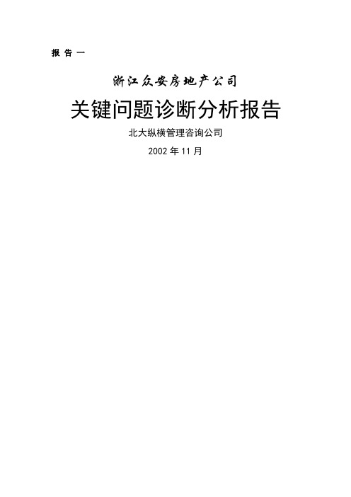 浙江众安关键问题诊断分析报告