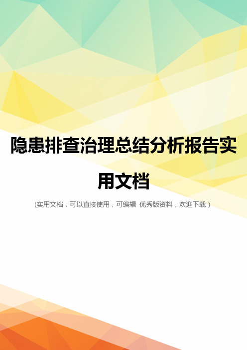 隐患排查治理总结分析报告实用文档