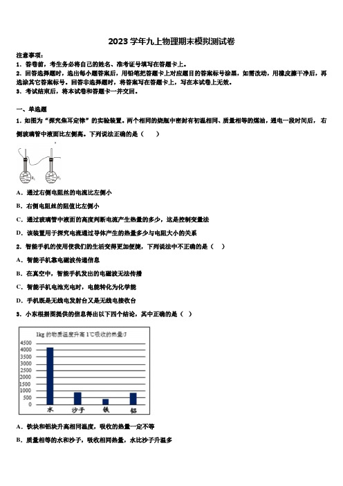 2023学年重庆市南岸区南开(融侨)中学物理九上期末复习检测试题含解析