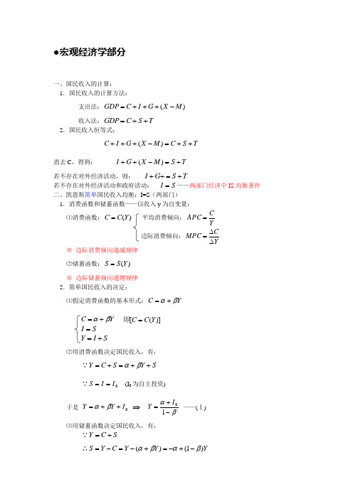 宏观经济学计算公式-考研必备