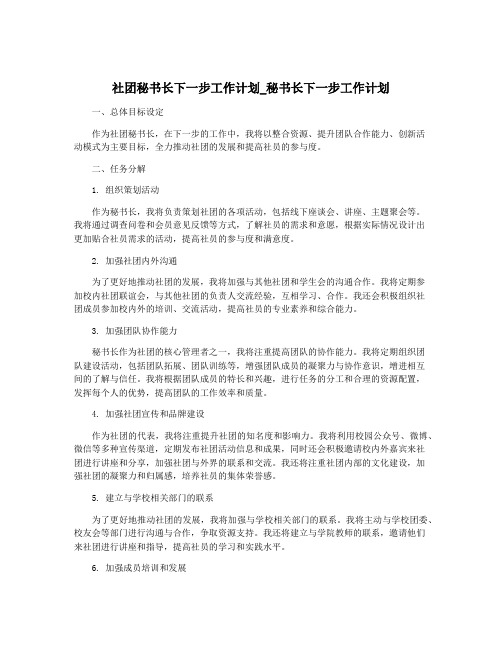 社团秘书长下一步工作计划_秘书长下一步工作计划