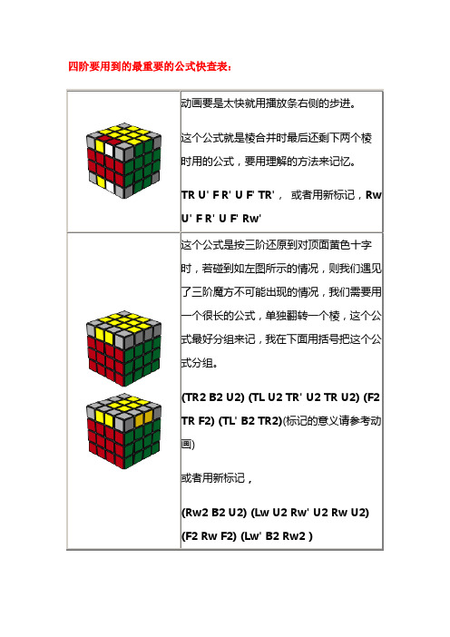 魔方小站四阶魔方公式