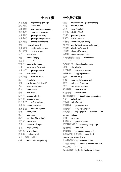 土木工程专业英语词汇表