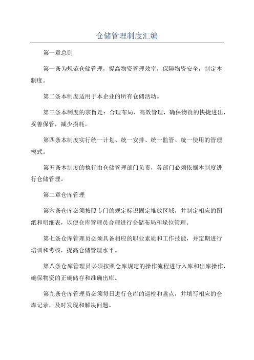 仓储管理制度汇编