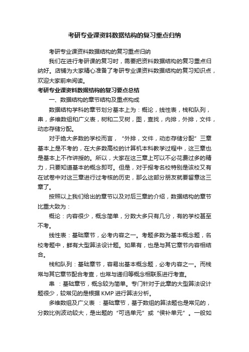 考研专业课资料数据结构的复习重点归纳