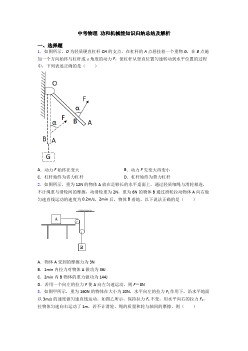 中考物理 功和机械能知识归纳总结及解析