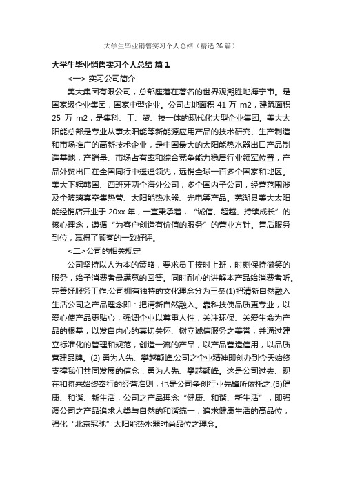 大学生毕业销售实习个人总结（精选26篇）