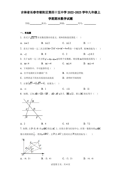 吉林省长春市朝阳区第四十五中学2022-2023学年九年级上学期期末数学试题