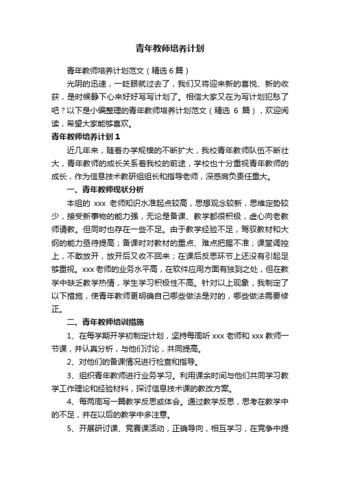 青年教师培养计划范文（精选6篇）