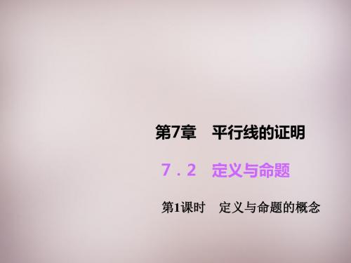 【最新北师大版精选】北师大初中数学八上《7.2定义与命题》PPT课件 (1).ppt